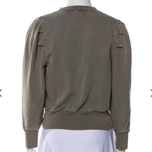 Frame Denim Shirred Olive Green Crew Neck Sweater, XS - Picture 4 of 4